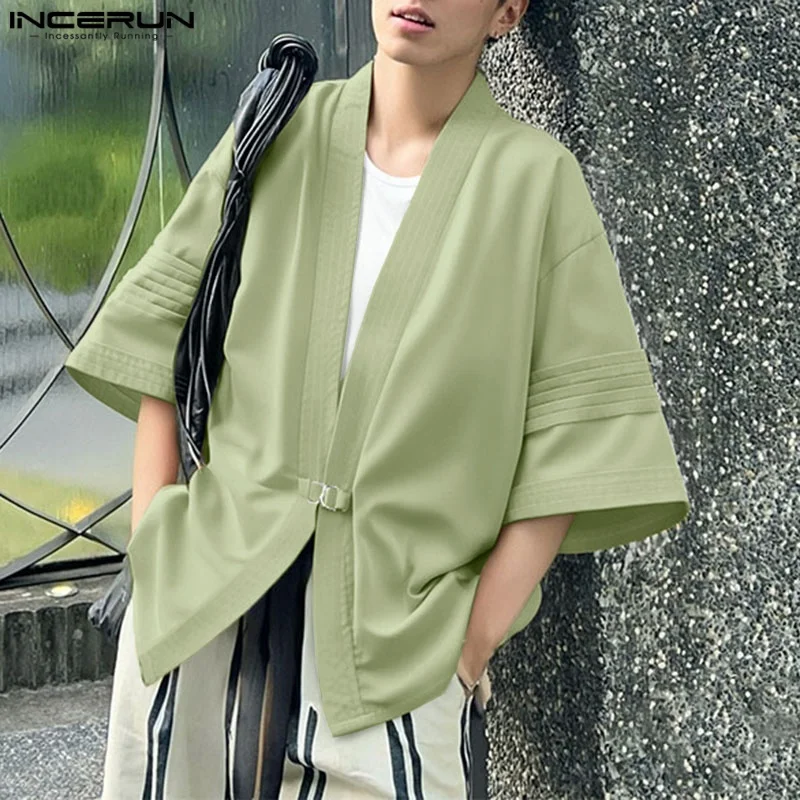 INCERUN Men Shirt Solid Color V Neck Half Sleeve Casual Cardigan Men 2025 Oversize Pleated Fashion Male Tops Shirts Streetwear
INCERUN Men Shirt Solid Color V Neck Half Sleeve Casual Cardigan Men 2025 Oversize Pleated Fashion Male Tops Shirts Streetwear
