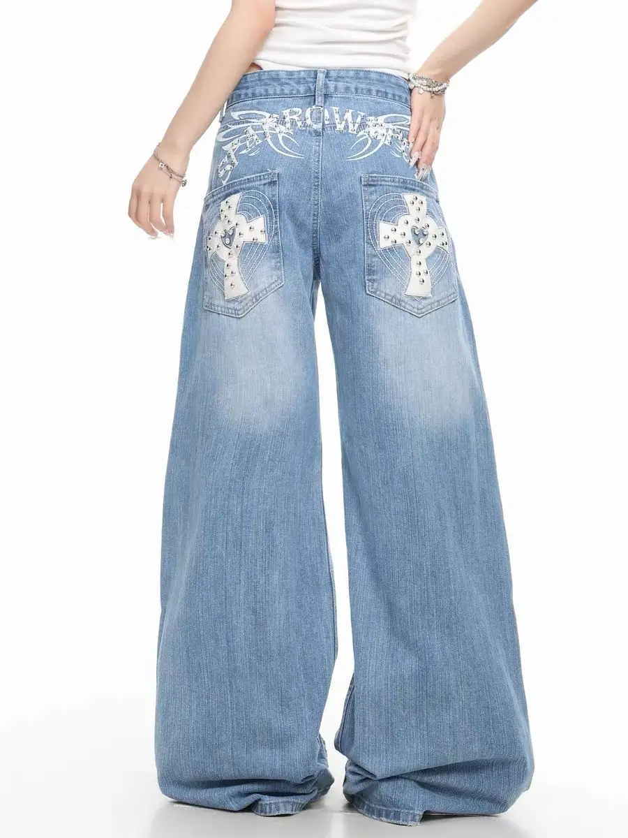 Y2K American Style Washed Letter Printed Rivet Wide Leg Jeans for Men Women High Street Casual Straight Leg Pants
Y2K American Style Washed Letter Printed Rivet Wide Leg Jeans for Men Women High Street Casual Straight Leg Pants