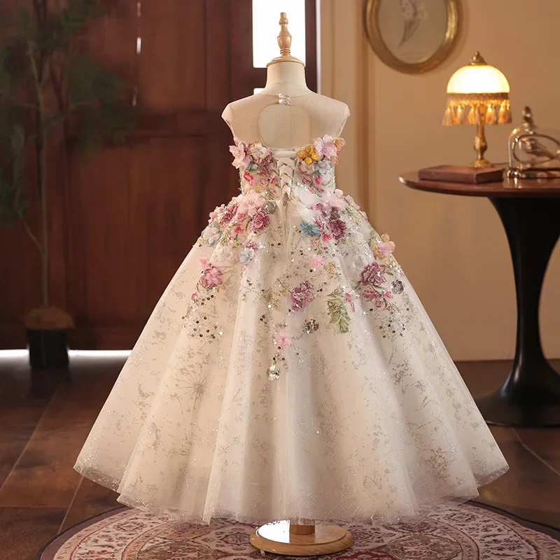 Luxury Floral Flower Girl Dress Lace Flowers Sleeveless Princess Toddler Kids Wedding Birthday Pageant Party Gown Customized
Luxury Floral Flower Girl Dress Lace Flowers Sleeveless Princess Toddler Kids Wedding Birthday Pageant Party Gown Customized