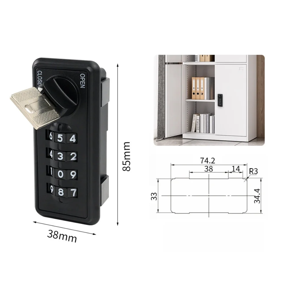 Filing Cabinet Digital Lock with Keyless Entry ABS Zinc Alloy Lock Cylinder 90 Degree Turn and Type C Power Interface
Filing Cabinet Digital Lock with Keyless Entry ABS Zinc Alloy Lock Cylinder 90 Degree Turn and Type C Power Interface