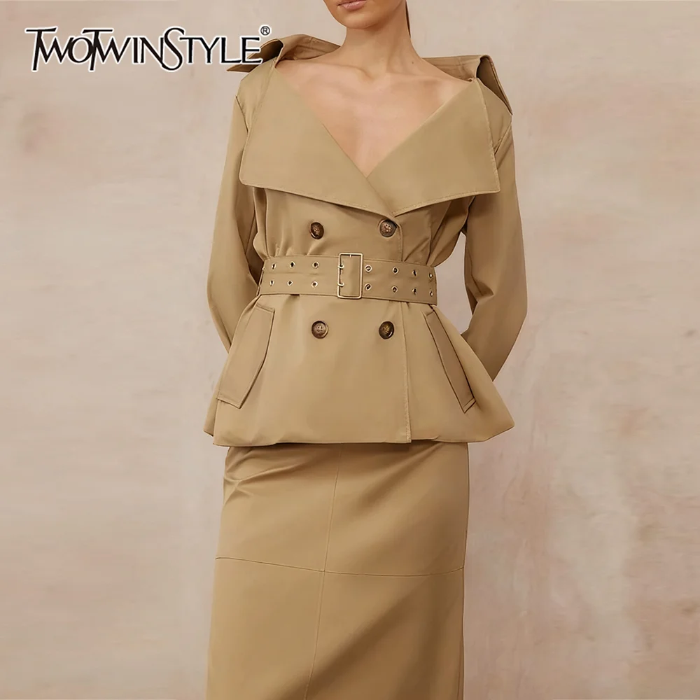 TWOTWINSTYLE Solid Spliced Sashes Chic Jacket Female Slash Neck Long Sleeve Sexy Temperament Women's Jackets Autumn Fashion New
TWOTWINSTYLE Solid Spliced Sashes Chic Jacket Female Slash Neck Long Sleeve Sexy Temperament Women's Jackets Autumn Fashion New