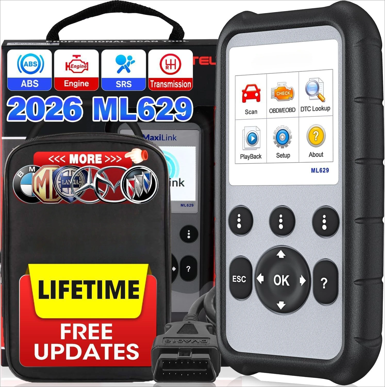 ML629 Automotive OBD2 Scanner, Car Code Reader Check Engine ABS SRS Transmission Diagnostic Scan Tool
ML629 Automotive OBD2 Scanner, Car Code Reader Check Engine ABS SRS Transmission Diagnostic Scan Tool