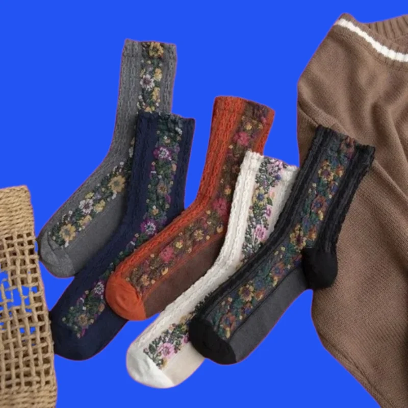 5 Pairs Women's Personalized Ethnic Style Flower Dark Pattern Hemp Flower Artistic 2024 New Cotton High Quality Socks Girl Socks
5 Pairs Women's Personalized Ethnic Style Flower Dark Pattern Hemp Flower Artistic 2024 New Cotton High Quality Socks Girl Socks