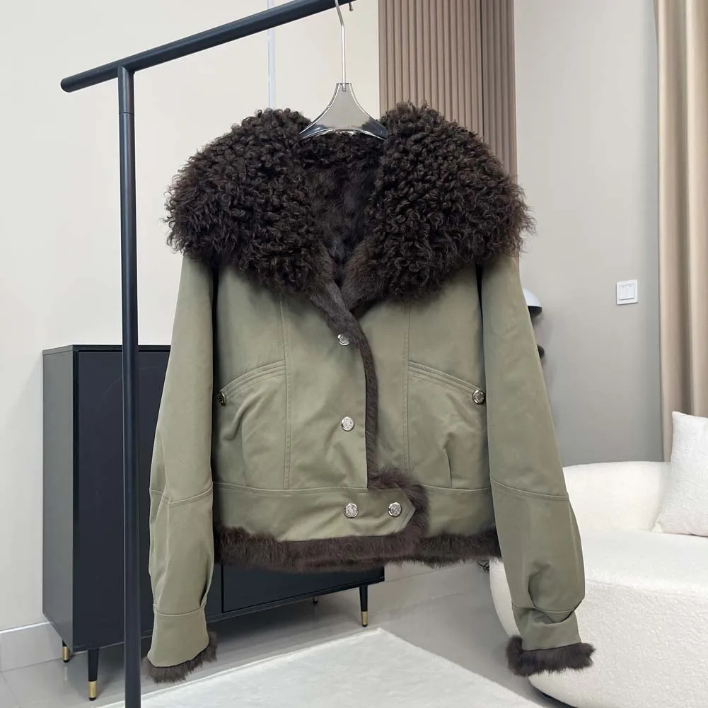 Fashionable Double-sided wear rabbit fur Parka Coat Women's Stylish Lamb Fur Trim Jacket Outerwear Coat
Fashionable Double-sided wear rabbit fur Parka Coat Women's Stylish Lamb Fur Trim Jacket Outerwear Coat