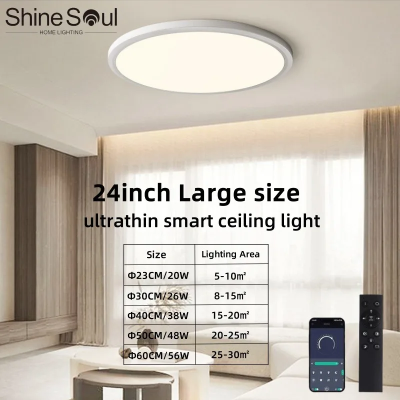 24 Inch Large Ceiling Light Smart APP Remote Control Dimming Room Decor Lights Living Room Bedroom Ultra-thin LED Ceiling Lamp
24 Inch Large Ceiling Light Smart APP Remote Control Dimming Room Decor Lights Living Room Bedroom Ultra-thin LED Ceiling Lamp
