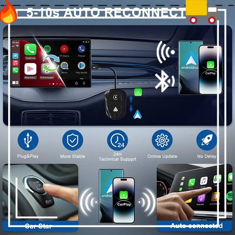 Car Upgrade Wireless Carplay And Android Auto 2 In 1 Adapter Wifi Smart Dongle For Converting Factory Wired To Wireless Parts
Car Upgrade Wireless Carplay And Android Auto 2 In 1 Adapter Wifi Smart Dongle For Converting Factory Wired To Wireless Parts