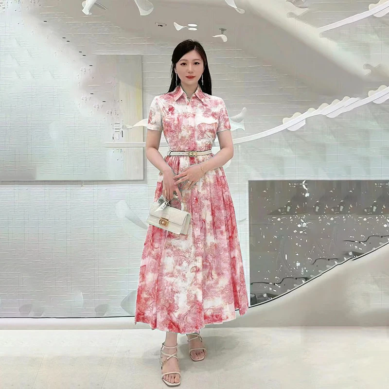 Di0* 24ss Light Luxury Brand Cotton Printed Dress Lined Halter Half Sleeve Lapel Dress Pumped Hem Women's Waist Long Dresses
Di0* 24ss Light Luxury Brand Cotton Printed Dress Lined Halter Half Sleeve Lapel Dress Pumped Hem Women's Waist Long Dresses