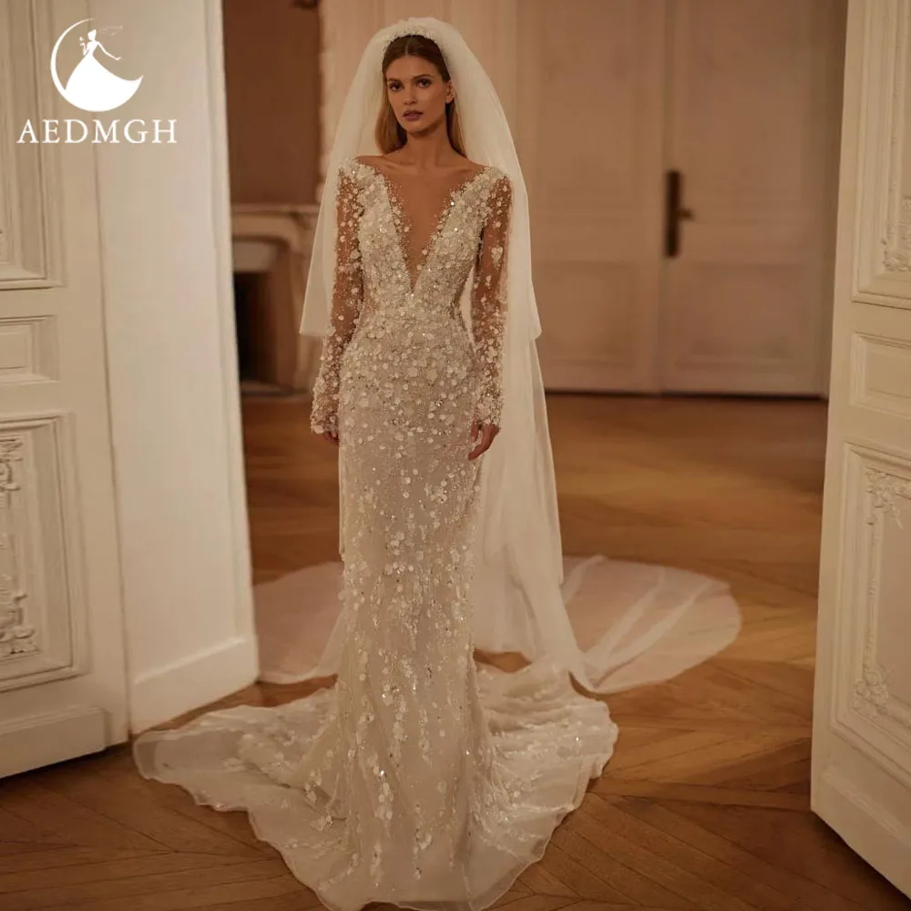 Aedmgh Mermaid Sexy Wedding Dresses Scalloped Long Sleeve Vestido De Novia Lace Beaded Sequined Stunning Custom Made Bridal Gown
Aedmgh Mermaid Sexy Wedding Dresses Scalloped Long Sleeve Vestido De Novia Lace Beaded Sequined Stunning Custom Made Bridal Gown