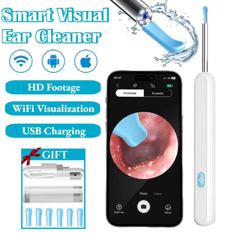 Wireless Ear Wax Cleaner High Precision WIFI Visual Ear Wax Removal Tool with Camera LED Light Otoscope Smart Ear Cleaning Kit
Wireless Ear Wax Cleaner High Precision WIFI Visual Ear Wax Removal Tool with Camera LED Light Otoscope Smart Ear Cleaning Kit