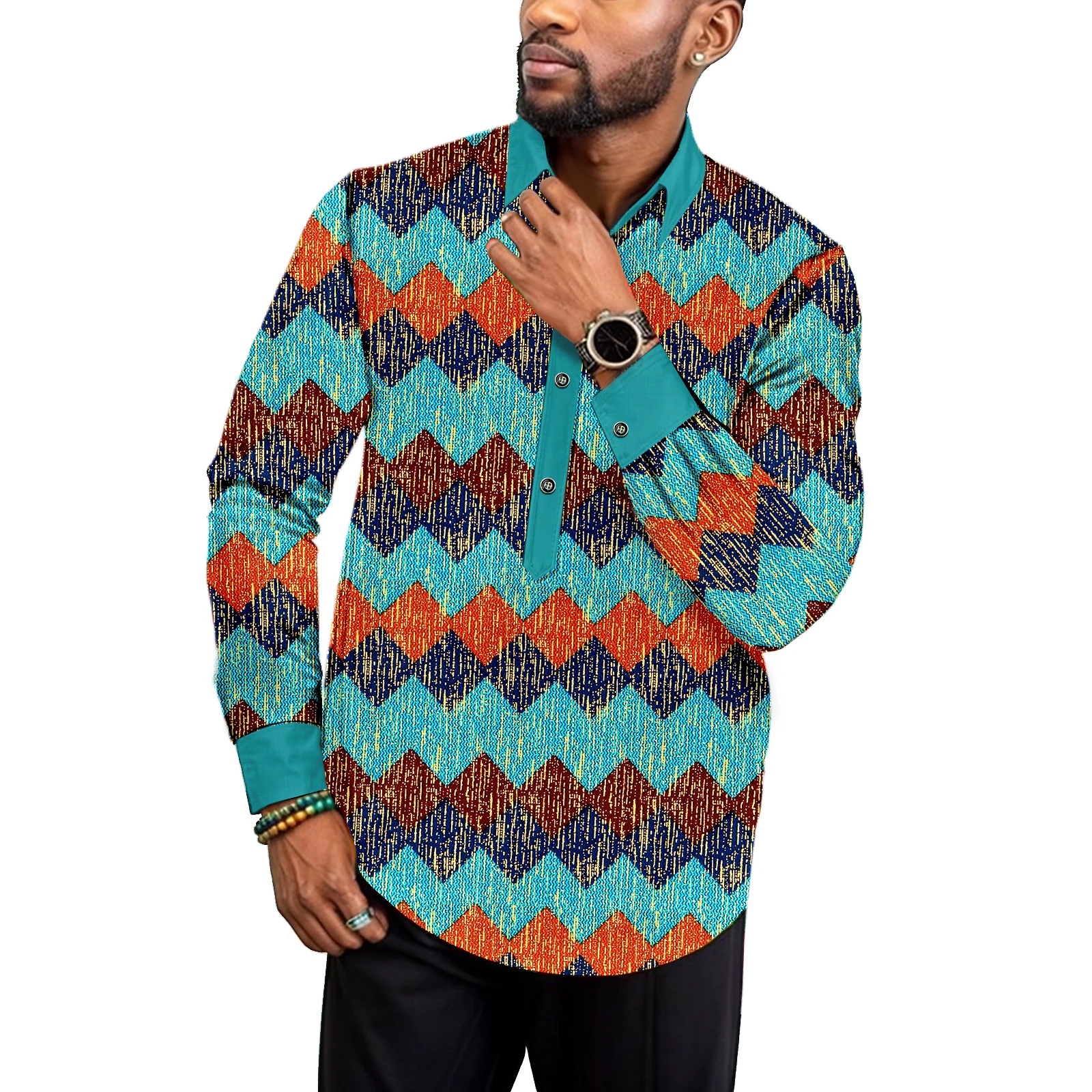 SEA&ALP Men's African Slim Fit Dashiki Top Shirt Nigerian Pattern Printed Long Sleeve T-Shirt Traditional Outfit
SEA&ALP Men's African Slim Fit Dashiki Top Shirt Nigerian Pattern Printed Long Sleeve T-Shirt Traditional Outfit
