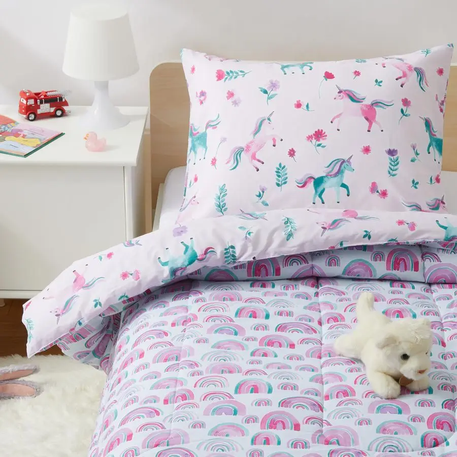 Детский комплект из трех легкого двустороннего одеяла из хлопковой ракушки с Sham, сертифицированной USCTP хлопчатобумажной оболочкой, близнецами, единорогами и радугой
Детский комплект из трех легкого двустороннего одеяла из хлопковой ракушки с Sham, сертифицированной USCTP хлопчатобумажной оболочкой, близнецами, единорогами и радугой