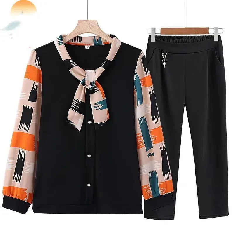 Комплект для женщин среднего возраста: топ с принтом и брюки, корейский стиль, большие размеры до 5XL, осенний повседневный комплект из двух предметов с длинными рукавами
Комплект для женщин среднего возраста: топ с принтом и брюки, корейский стиль, большие размеры до 5XL, осенний повседневный комплект из двух предметов с длинными рукавами