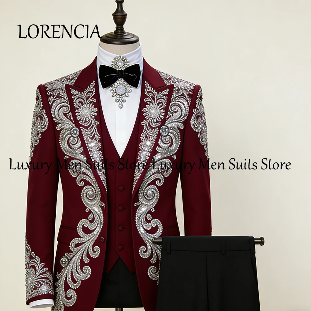 Luxurious Diamond Suit for Men 3 Pcs Glitter Crystal Evening Party Outfit Prom Tuxedos Customized Blazer Pants Vest ropa hombre
Luxurious Diamond Suit for Men 3 Pcs Glitter Crystal Evening Party Outfit Prom Tuxedos Customized Blazer Pants Vest ropa hombre