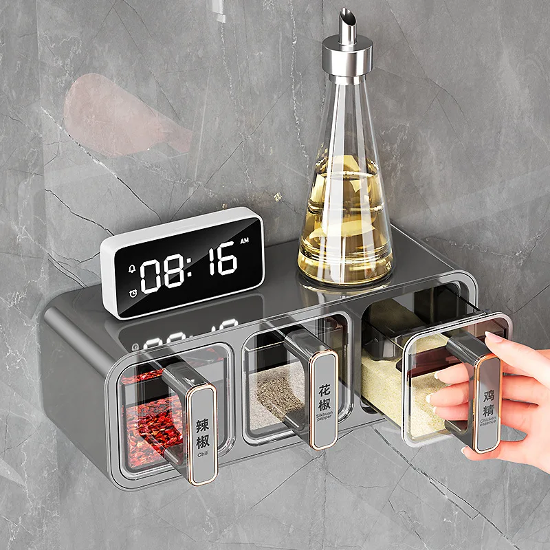 New Multi-functional Wall Hanging Kitchen Vertical and Horizontal Transparent Drawer with Spoon Sealed Seasoning Box
New Multi-functional Wall Hanging Kitchen Vertical and Horizontal Transparent Drawer with Spoon Sealed Seasoning Box