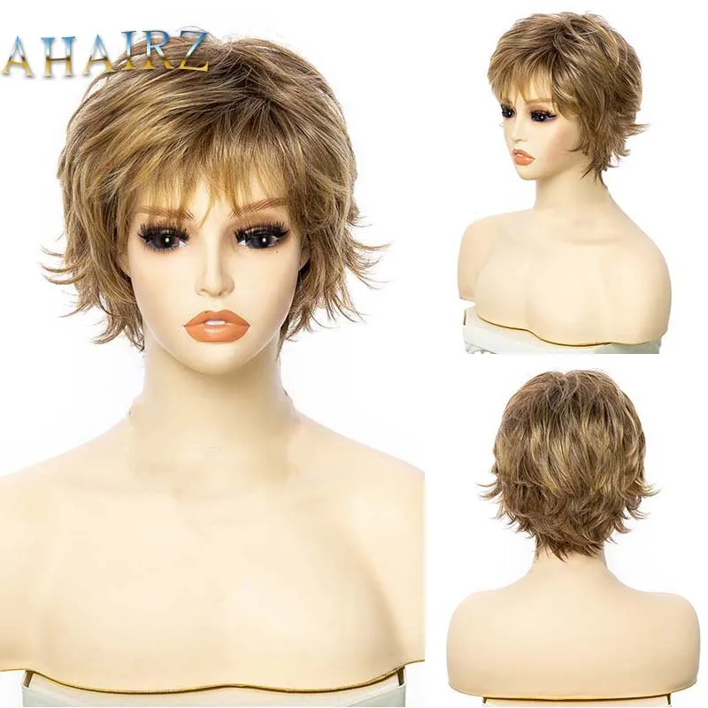 Short Pixie Cut Blonde Wig Synthetic Wigs with Bangs Ombre Wig for Women Daily Party Use Natural Fake Hair
Short Pixie Cut Blonde Wig Synthetic Wigs with Bangs Ombre Wig for Women Daily Party Use Natural Fake Hair