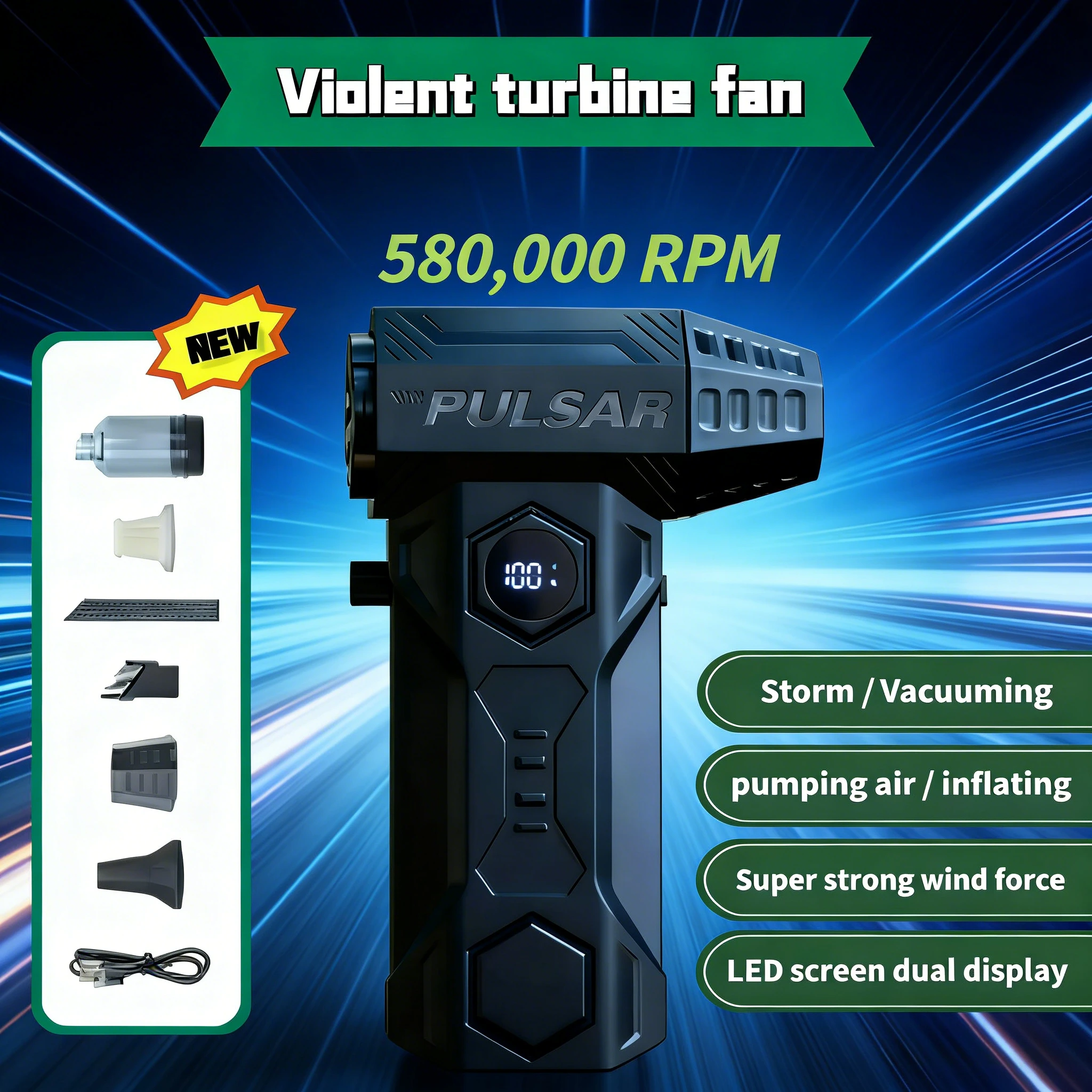 X11 580000RPM 75m/s Brushless Turbo Jet Blower | 10000mAh Powerful Air Duster
X11 580000RPM 75m/s Brushless Turbo Jet Blower | 10000mAh Powerful Air Duster