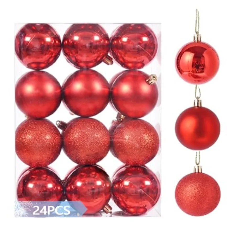 24PCS 4cm/1.57" Shatterproof Christmas Balls Ornaments, Pre-Strung Hanging Xmas Tree Decorations, 3 Styles Holiday Ornaments fo
24PCS 4cm/1.57" Shatterproof Christmas Balls Ornaments, Pre-Strung Hanging Xmas Tree Decorations, 3 Styles Holiday Ornaments fo