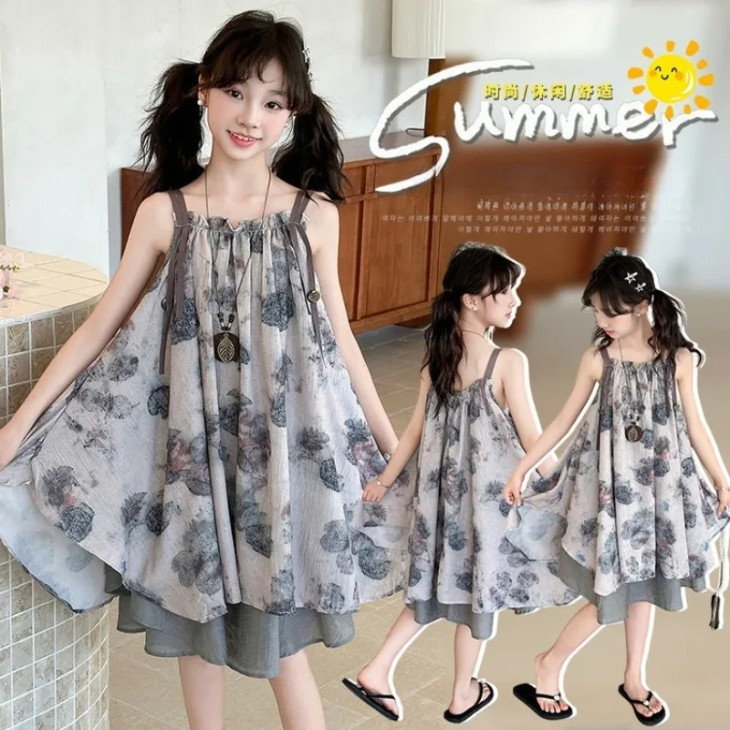 Girls Sleeveless Dress Fashion Children's Fake Two-Piece Irregular Vest Dress Kids Summer Princess Beach Dress
Girls Sleeveless Dress Fashion Children's Fake Two-Piece Irregular Vest Dress Kids Summer Princess Beach Dress