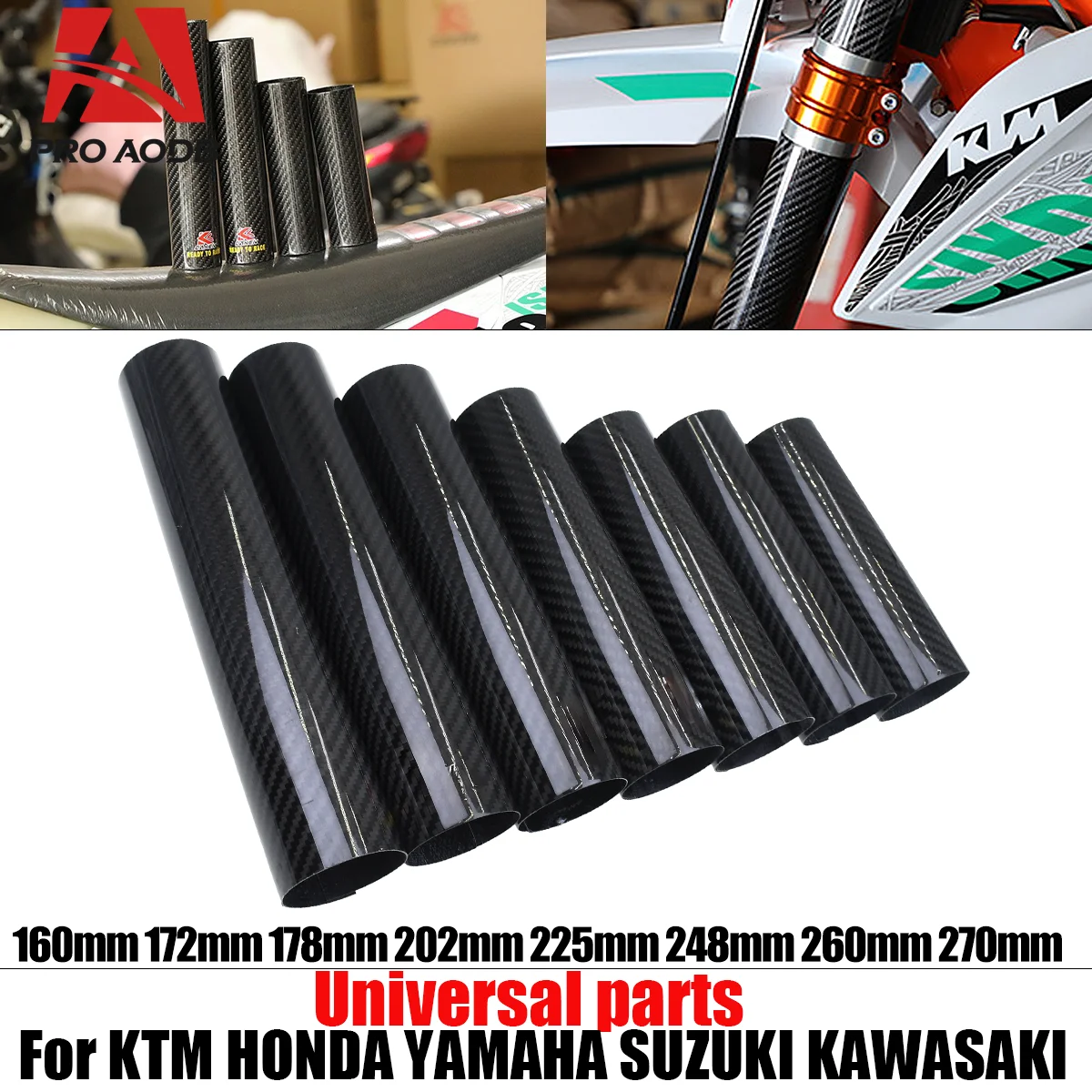 160MM-260MM Carbon Fiber Adjustable Front Fork Shock Guard Protector For KTM EXC EXCF SX SXF XCW XCF 125 250 300 350 450 500 530
160MM-260MM Carbon Fiber Adjustable Front Fork Shock Guard Protector For KTM EXC EXCF SX SXF XCW XCF 125 250 300 350 450 500 530