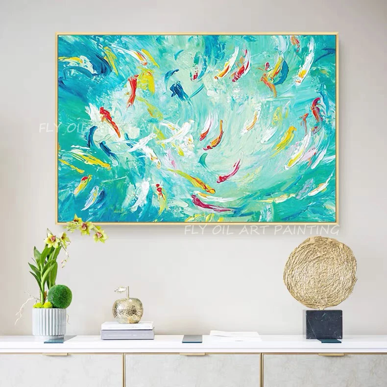 Fish lucky picture blue art 2023 new design gift beautiful knife Oil Painting on Canvas Wall Art as a gift decoration art
Fish lucky picture blue art 2023 new design gift beautiful knife Oil Painting on Canvas Wall Art as a gift decoration art