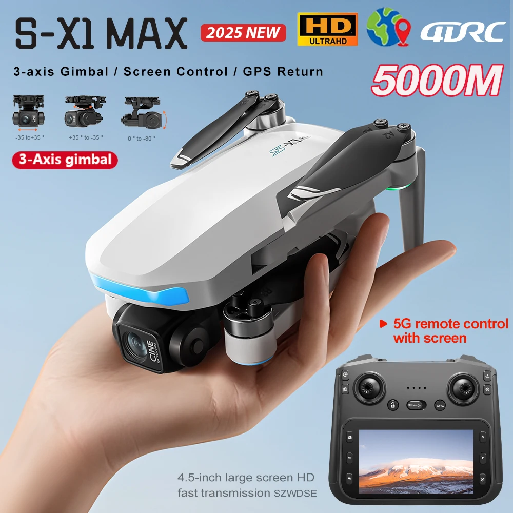 S-X1 GPS Drone 5G HD 4K Camera Professional WIFI FPV Drones Brushless Motor Foldable RC Quadcopter Gift
S-X1 GPS Drone 5G HD 4K Camera Professional WIFI FPV Drones Brushless Motor Foldable RC Quadcopter Gift