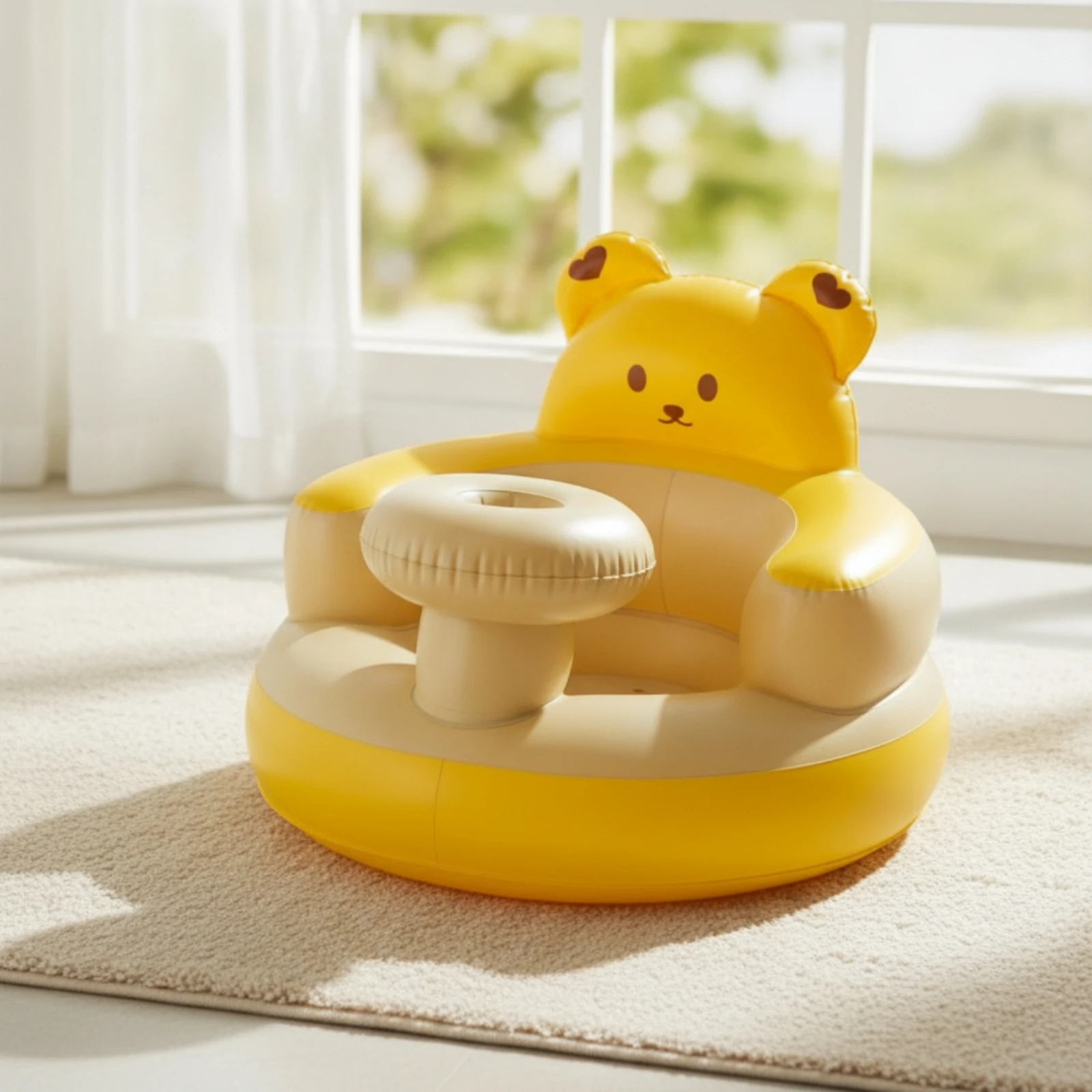 Inflatable Baby Sitting Chair Bear-Shaped Inflatable Baby Chair Compact Lightweight for Babies, Playroom, Nursery
Inflatable Baby Sitting Chair Bear-Shaped Inflatable Baby Chair Compact Lightweight for Babies, Playroom, Nursery