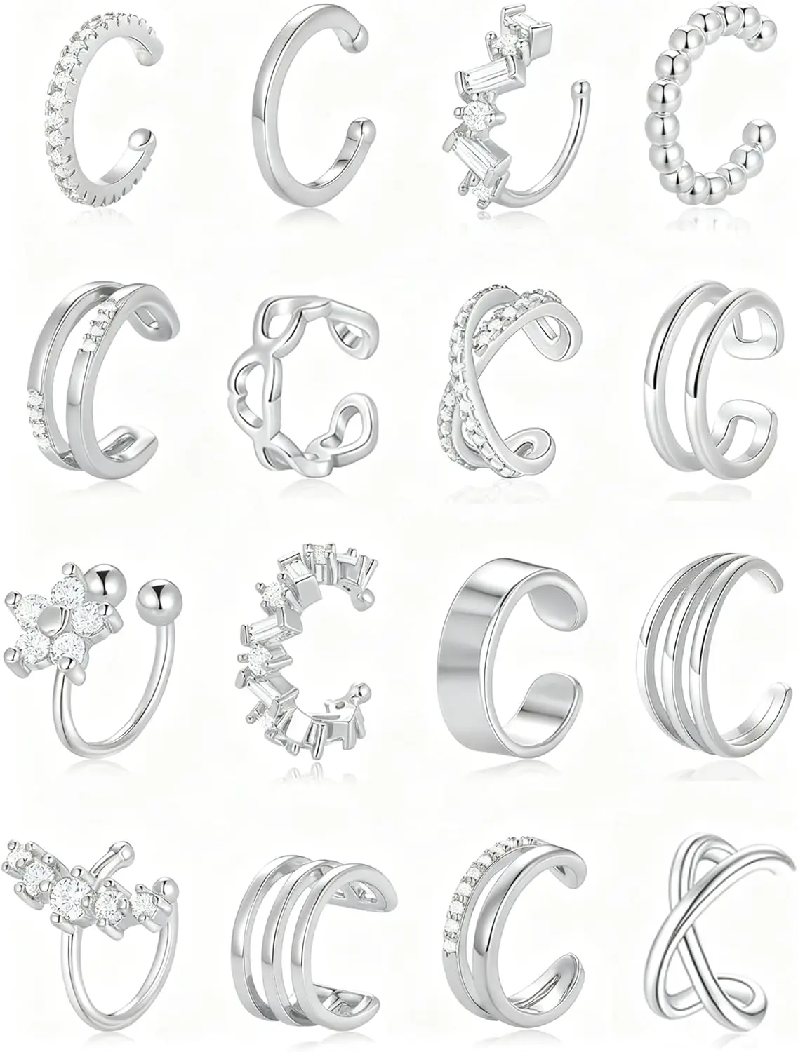 16Pcs Ear Cuff Earrings for Women Non Piercing Gold Silver Plated Ear Cuffs Non Pierced Clip on
16Pcs Ear Cuff Earrings for Women Non Piercing Gold Silver Plated Ear Cuffs Non Pierced Clip on