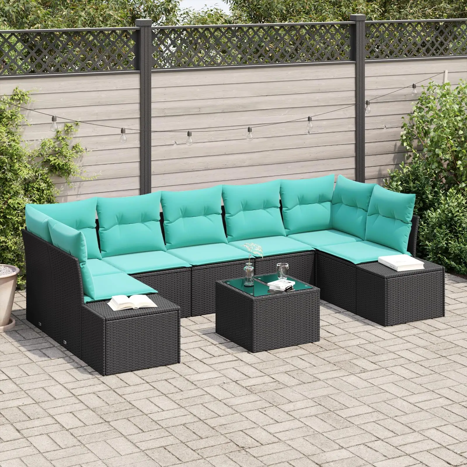 8 Piece Outdoor Rattan Sofa Set with Cushions Modern Design Black Wicker Furniture for Patio Garden and Backyard
8 Piece Outdoor Rattan Sofa Set with Cushions Modern Design Black Wicker Furniture for Patio Garden and Backyard