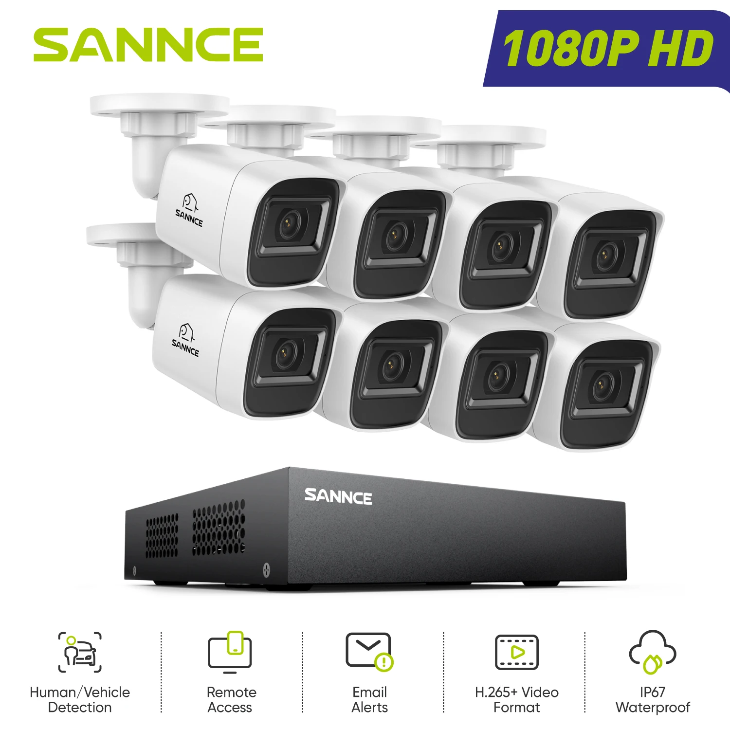 SANNCE 8CH 1080P Lite DVR CCTV System 4/8pcs FD 2.0MP Security Cameras IR Outdoor IP66 Video Surveillance Kit Motion Detection
SANNCE 8CH 1080P Lite DVR CCTV System 4/8pcs FD 2.0MP Security Cameras IR Outdoor IP66 Video Surveillance Kit Motion Detection