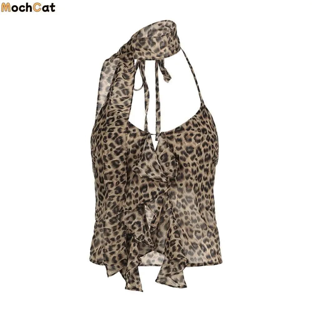 Retro Irregular Leopard Crop Top Ins Bottoming Shirt Halter Cheesy Tops Vest Slim Fit Leopard T-Shirt Women Summer 
Retro Irregular Leopard Crop Top Ins Bottoming Shirt Halter Cheesy Tops Vest Slim Fit Leopard T-Shirt Women Summer