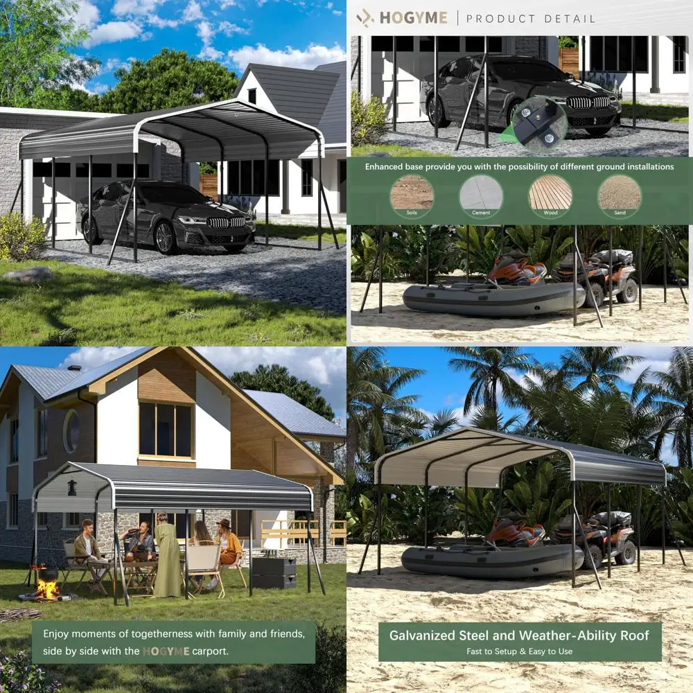 Прочный металлический карпорт длиной 10x15 футов с конструкцией из оцинкованной стали и улучшенным основанием для наружного использования.
Прочный металлический карпорт длиной 10x15 футов с конструкцией из оцинкованной стали и улучшенным основанием для наружного использования.