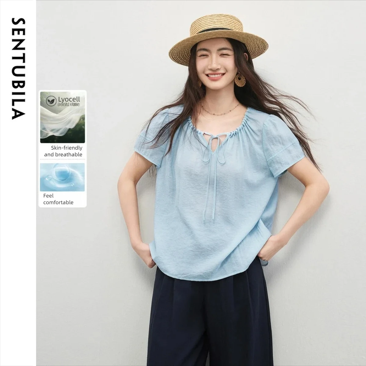 SENTUBILA Women's Blue Chiffon Blouse Elegant O Neck Tie Short Sleeve Loose Shirt 2026 Summer Casual Simple Outfits 162VA4640
SENTUBILA Women's Blue Chiffon Blouse Elegant O Neck Tie Short Sleeve Loose Shirt 2026 Summer Casual Simple Outfits 162VA4640
