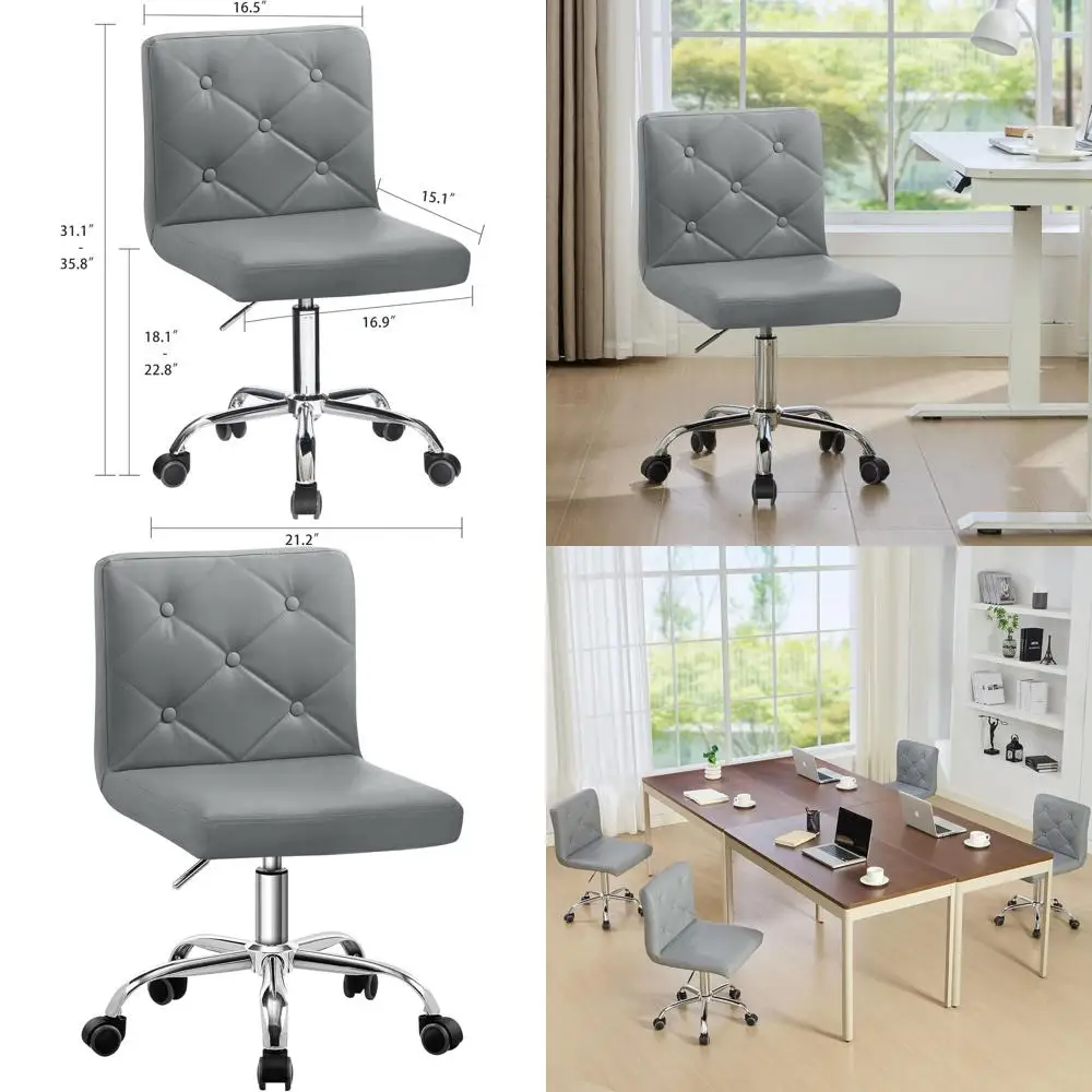 Adjustable Height 360° Swivel PU Leather Arm Desk Chair for Home or Office, Grey
Adjustable Height 360° Swivel PU Leather Arm Desk Chair for Home or Office, Grey