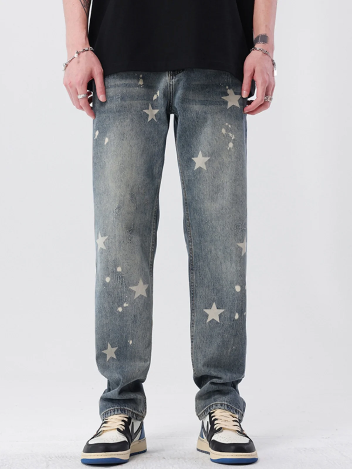 Fall Star Print Men's Jeans Casual Straight Leg Thin Waed Wide Leg Long Pants American High Street Sle Durable Denim
Fall Star Print Men's Jeans Casual Straight Leg Thin Waed Wide Leg Long Pants American High Street Sle Durable Denim