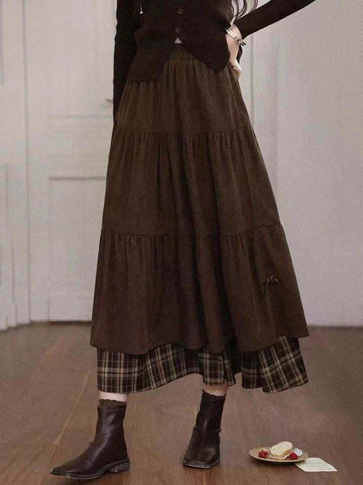 Plaid Patchwork Corduroy Midi Skirts Women Y2K Winter Vintage Thick Japanese A Line Skirts High Waist Streetwear Bow Long Skirt
Plaid Patchwork Corduroy Midi Skirts Women Y2K Winter Vintage Thick Japanese A Line Skirts High Waist Streetwear Bow Long Skirt