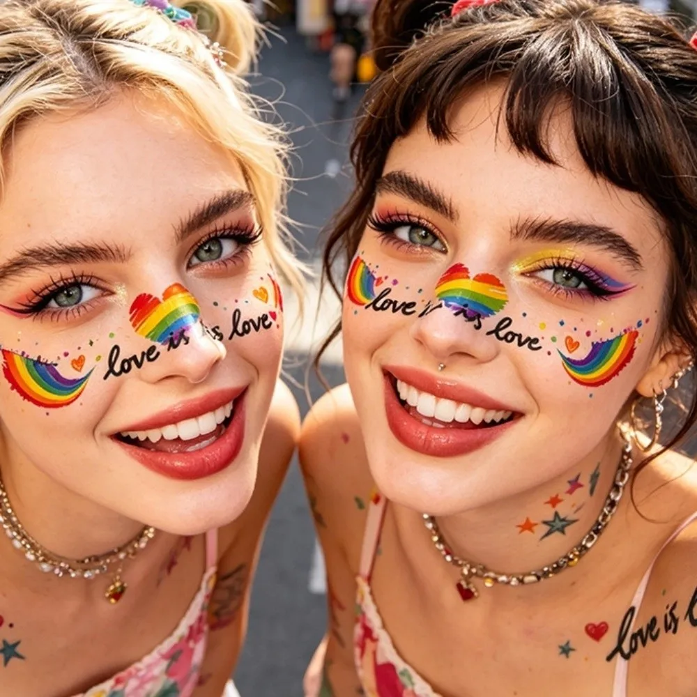 Waterproof Rainbow Freckles Face Tattoo Long Lasting Facial Art Face Temporary Tattoos Disposable Makeup Stickers Pride Month
Waterproof Rainbow Freckles Face Tattoo Long Lasting Facial Art Face Temporary Tattoos Disposable Makeup Stickers Pride Month