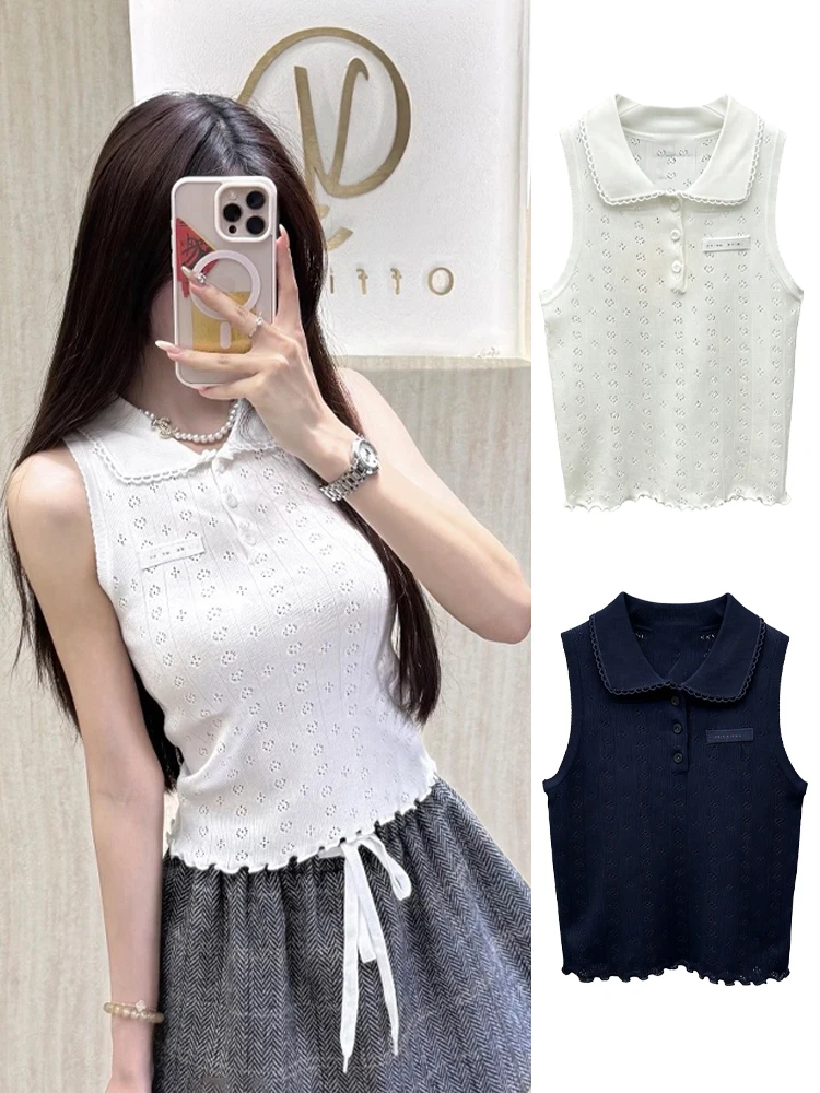 High Neck Knitted Vest Hollow out Bordered Design Fashionable Minimalist Style Women's Breathable Casual Wear
High Neck Knitted Vest Hollow out Bordered Design Fashionable Minimalist Style Women's Breathable Casual Wear