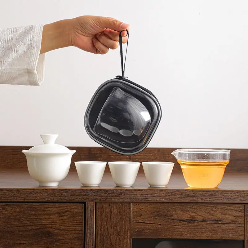 Dehua White Porcelain Travel Teapot Set Jadeite 1 Gaiwan 3 Cups Portable Camping Tea Set Business Gift Friend Birthday Gift
Dehua White Porcelain Travel Teapot Set Jadeite 1 Gaiwan 3 Cups Portable Camping Tea Set Business Gift Friend Birthday Gift