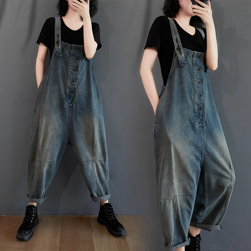 Anti-Aging Denim Overalls Women's Autumn plus Size Loose Casual Conceal Meat Slimming Long Pants High Waist Thiened Jeans
Anti-Aging Denim Overalls Women's Autumn plus Size Loose Casual Conceal Meat Slimming Long Pants High Waist Thiened Jeans