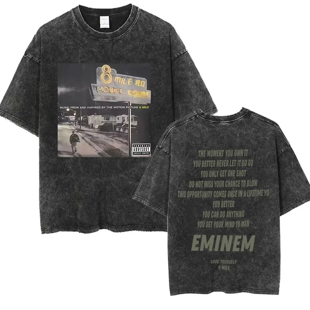 Washed Vintage Rapper Eminem 8 Mile Graphic T-shirt Men Women Hip Hop Fashion Pop Music T Shirts Male Oversized Cotton T-shirts
Washed Vintage Rapper Eminem 8 Mile Graphic T-shirt Men Women Hip Hop Fashion Pop Music T Shirts Male Oversized Cotton T-shirts