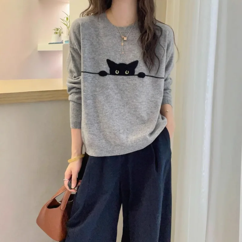 Осенне-зимний жаккардовый свитер с котенком для женщин, свободный и универсальный нижний топ в западном стиле
Осенне-зимний жаккардовый свитер с котенком для женщин, свободный и универсальный нижний топ в западном стиле