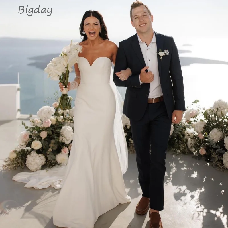 Simple Sweetheart Wedding Dresses 2024 Mermaid Women White Strapless Satin Open Back Bridal Gowns Sweep Train Vestidos De Novia
Simple Sweetheart Wedding Dresses 2024 Mermaid Women White Strapless Satin Open Back Bridal Gowns Sweep Train Vestidos De Novia