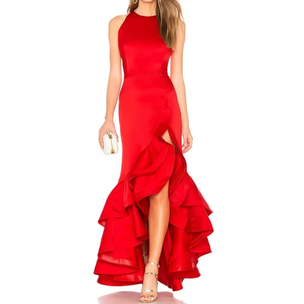 Tiered Flounce Overlay Asymmetric Hem Long Evening Dresses Exquisite High Quality Sleeveless Prom Party Gowns Women Customized
Tiered Flounce Overlay Asymmetric Hem Long Evening Dresses Exquisite High Quality Sleeveless Prom Party Gowns Women Customized