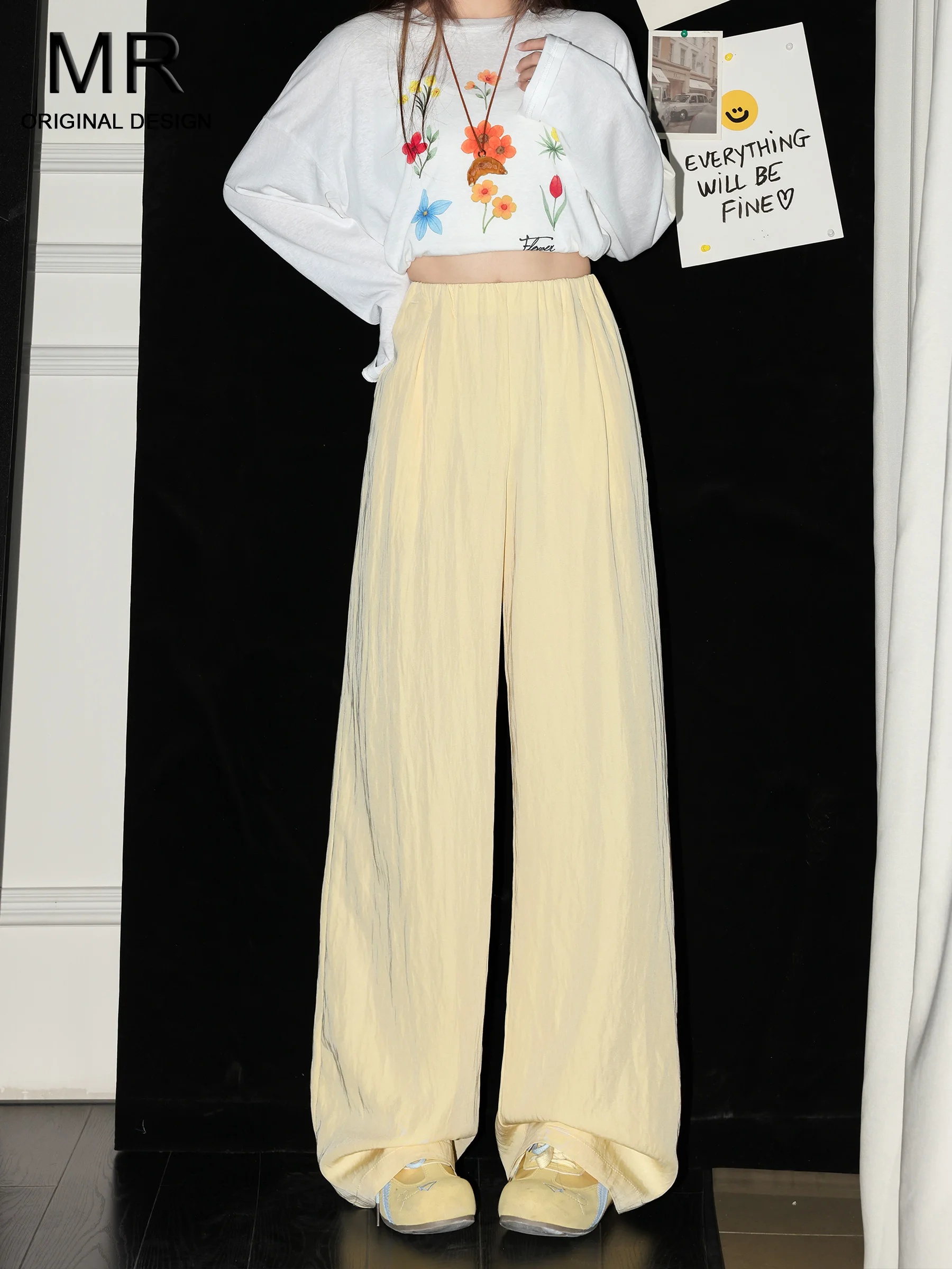 High Waist Yellow Copper Ammonia Ice Silk Casual Pants Women's Summer Thin Lazy Style Small Size Drapey Wide Leg Pants
High Waist Yellow Copper Ammonia Ice Silk Casual Pants Women's Summer Thin Lazy Style Small Size Drapey Wide Leg Pants