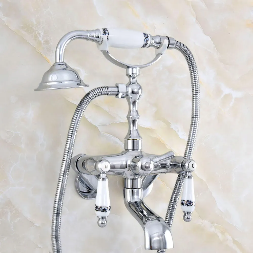 Polished Chrome Brass 3-3/8" Tub Mount Clawfoot Tub Faucet Mixer Tap With Hose & Spray Wall Mounted Dual Ceramic Handles mqg422
Polished Chrome Brass 3-3/8" Tub Mount Clawfoot Tub Faucet Mixer Tap With Hose & Spray Wall Mounted Dual Ceramic Handles mqg422
