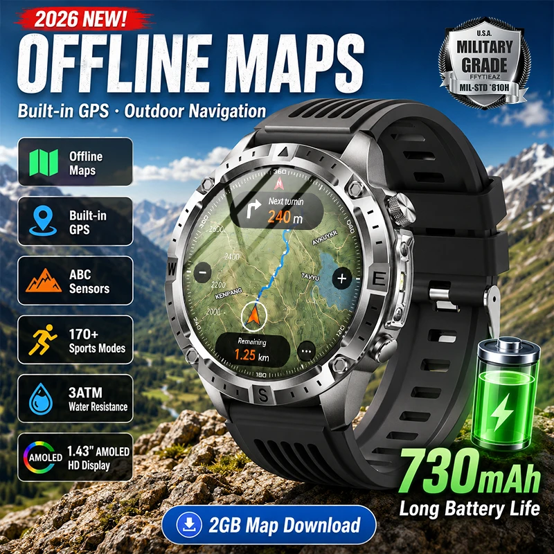 2026 New Offline Maps GPS Smart Watch 730mAh Battery Outdoor Navigation 1.43 AMOLED 3ATM Waterproof ABC Sensors Sports Watch Men
2026 New Offline Maps GPS Smart Watch 730mAh Battery Outdoor Navigation 1.43 AMOLED 3ATM Waterproof ABC Sensors Sports Watch Men