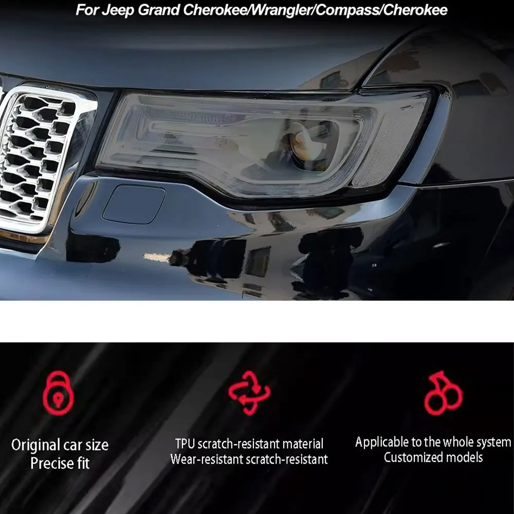 Тонировка переднего света, защитная пленка для фар PPF, дымчато-черная наклейка из ТПУ для Jeep Grand Cherokee Wrangler, аксессуары для компаса
Тонировка переднего света, защитная пленка для фар PPF, дымчато-черная наклейка из ТПУ для Jeep Grand Cherokee Wrangler, аксессуары для компаса