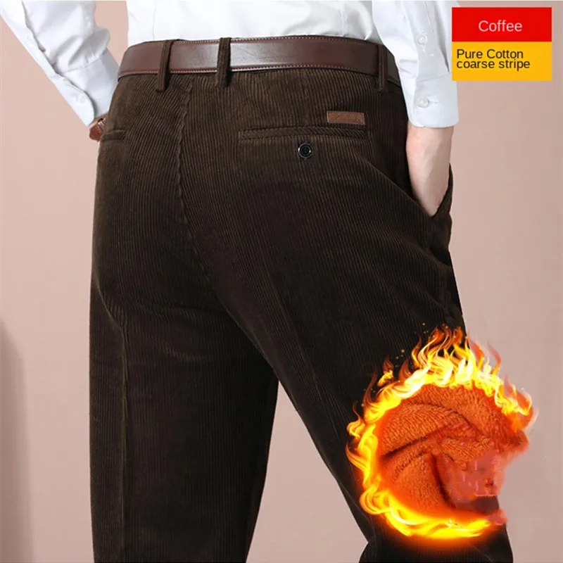 Hight Waist Corduroy Men Casual Pants Fleece Warm Thick Black Brown Winter Pants Trousers For Male Straight Double Poleated
Hight Waist Corduroy Men Casual Pants Fleece Warm Thick Black Brown Winter Pants Trousers For Male Straight Double Poleated