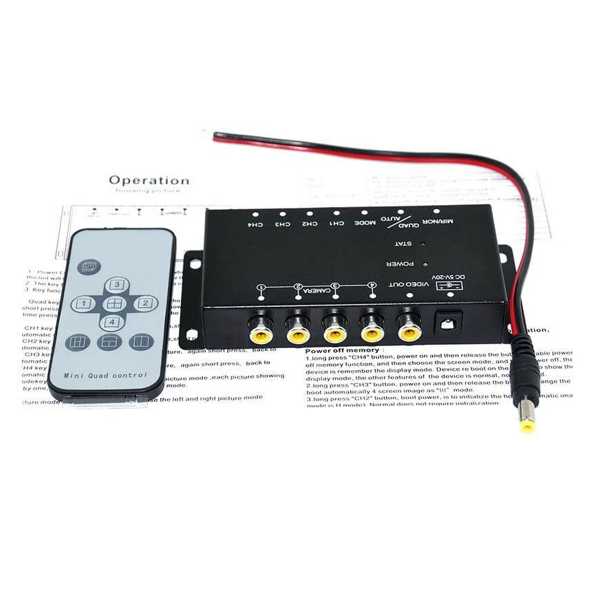 New Car Auto 4-Way Video Switch Parking Camera 4 View Image Split-Screen Control
New Car Auto 4-Way Video Switch Parking Camera 4 View Image Split-Screen Control
