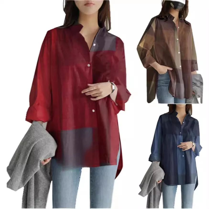 Women's Patchwork Long Sleeve Checked Shirt Geometric Pattern Regular Fit Durable Printed Fabric Winter Collection
Women's Patchwork Long Sleeve Checked Shirt Geometric Pattern Regular Fit Durable Printed Fabric Winter Collection
